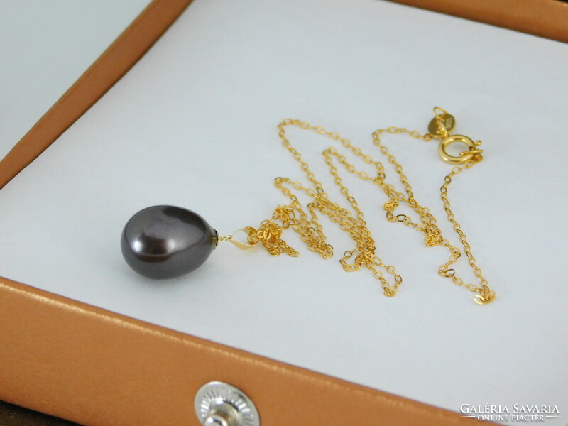 Pearl 18k gold pendant + gift silver necklace