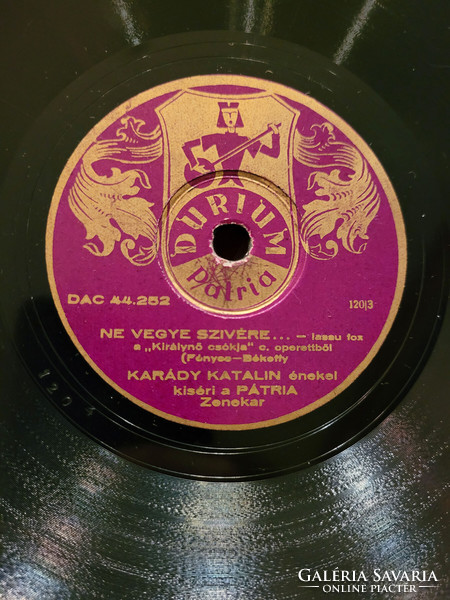 Lemeztartó táska + 6db Gramofonlemez HMV Magyar Gyártmány | Gramofon Lemez Karády Violinkulcs