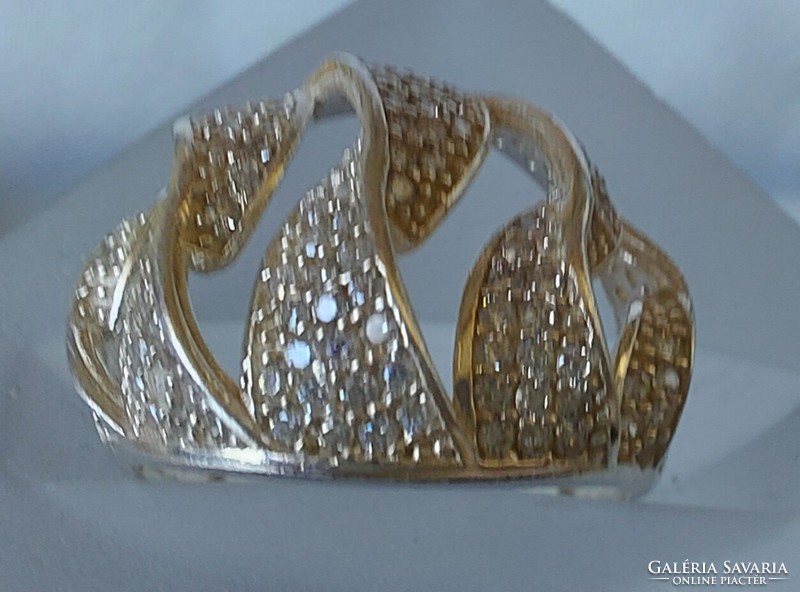 An elegant genuine silver ring in art deco style