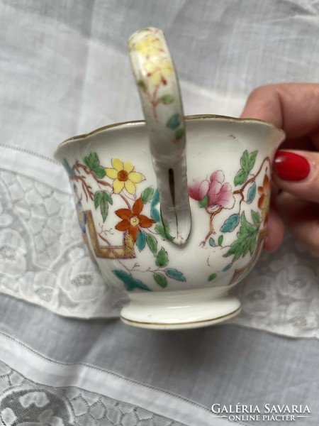 Special! Antique hand-painted English cup set inside and out