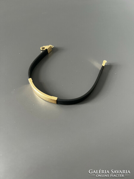 Gold 14k and rubber 9g men's bracelet