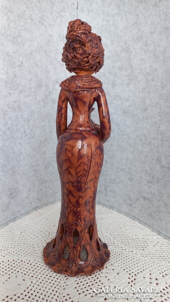 Rare, Fabian zoya glazed ceramic girl with jug, signature, flawless, 31.5 cm, 604 gr.