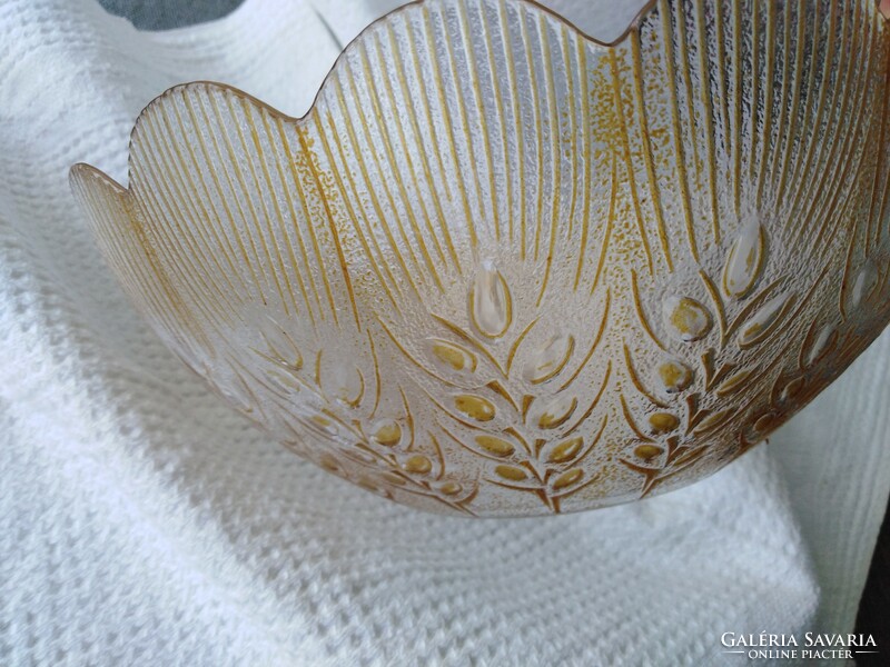 Glass container, table centerpiece, serving dish - golden eared