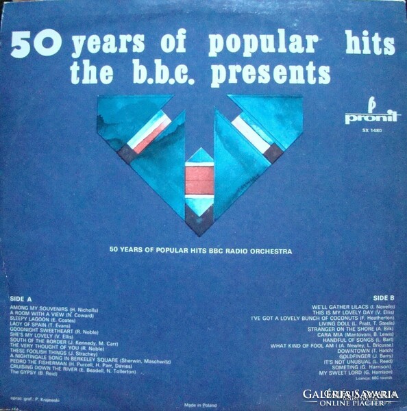 50 Years Of Popular Hits The BBC Presents bakelit LP