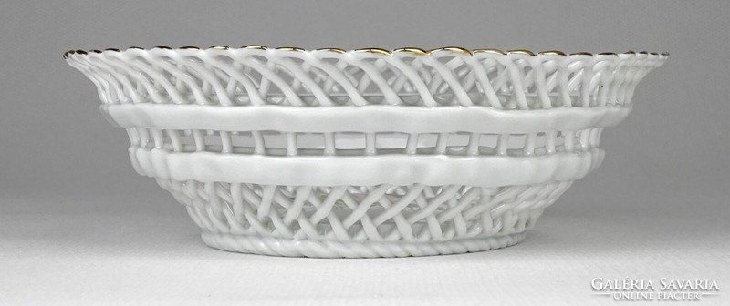 1N703 openwork snow-white porcelain offering basket 13.5 Cm