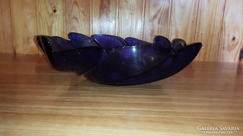 Blue glass bowl for cakes or fruit