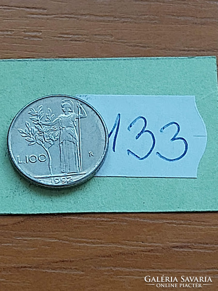 OLASZORSZÁG 100 LÍRA 1992 R, Minerva istennő, Rozsdamentes acél, 18.2 mm 133