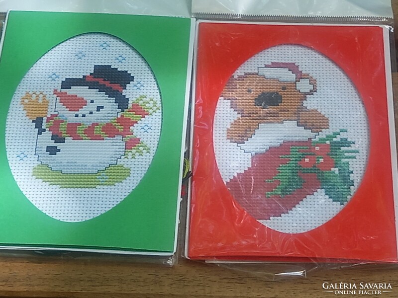 Full / Christmas embroidery card with needlework/embroidery thread