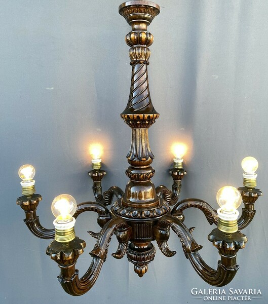 Wood carved chandelier.