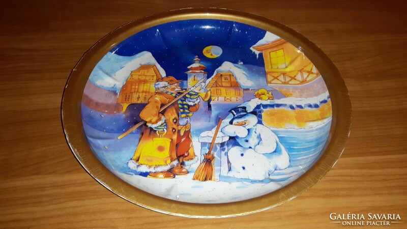 Worn Christmas snowman plastic tray winter cookie retro bowl serving