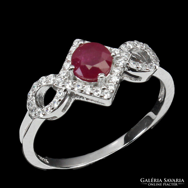 Real modern style ruby silver ring size 7 ¹