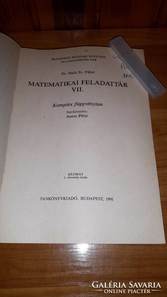 BME Villamosmérnöki kar - Matematikai feladattár VII. komplex függvénytan 1991