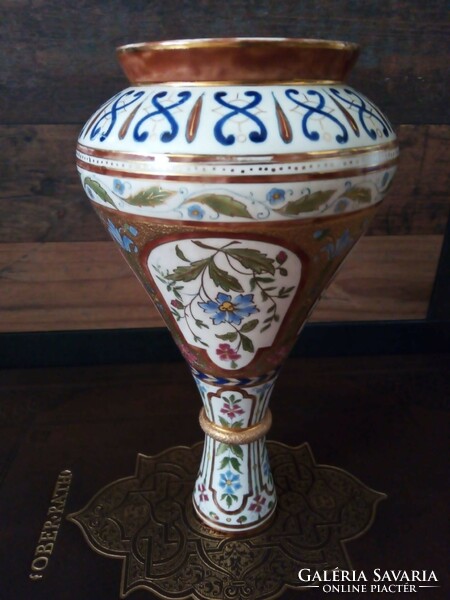 Antique gold brocade majolica vase fischer/znaim?