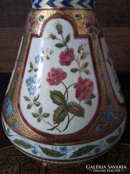 Antique gold brocade majolica vase fischer/znaim?