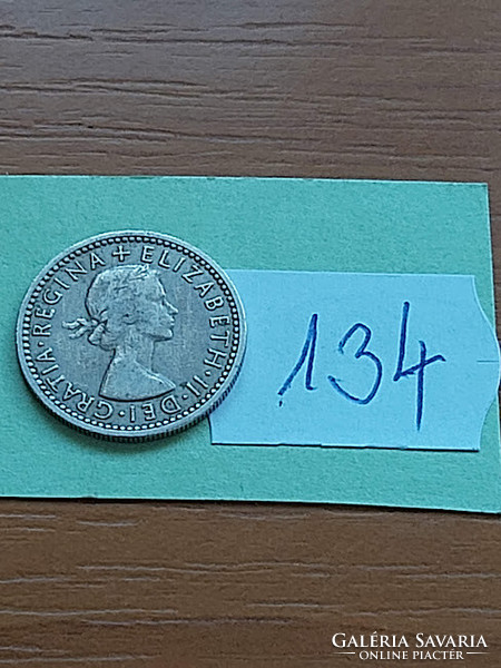 English England 6 pence 1954 ii. Queen Elizabeth, copper-nickel 134