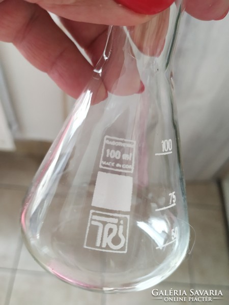 German glass 100 ml, meter, flask, test tube 5 pieces for sale!