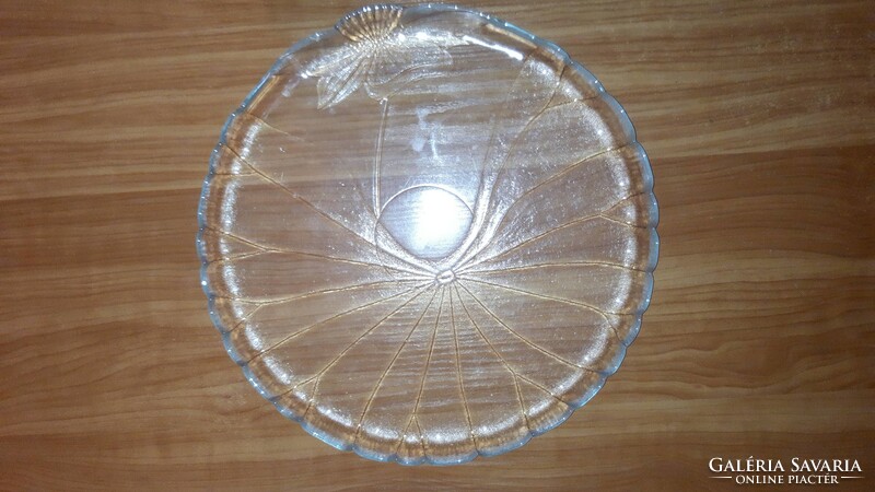 Flower-patterned transparent cake glass serving tray