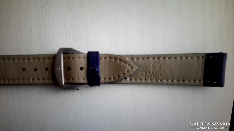 Omega leather strap, blue