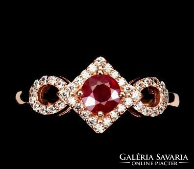 Real modern style ruby rose gold ring size 7 ¹