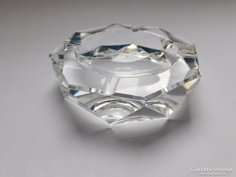 Flat polished glass ashtray