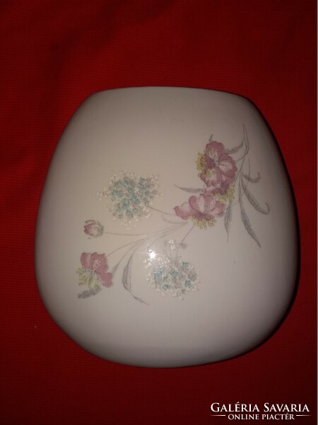 Nagyon szép Art noveau ovális virágos jelzett porcelán váza 22 x 20 x 5 cm a képek szerinti állapot