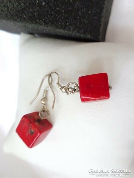 Coral cube earrings