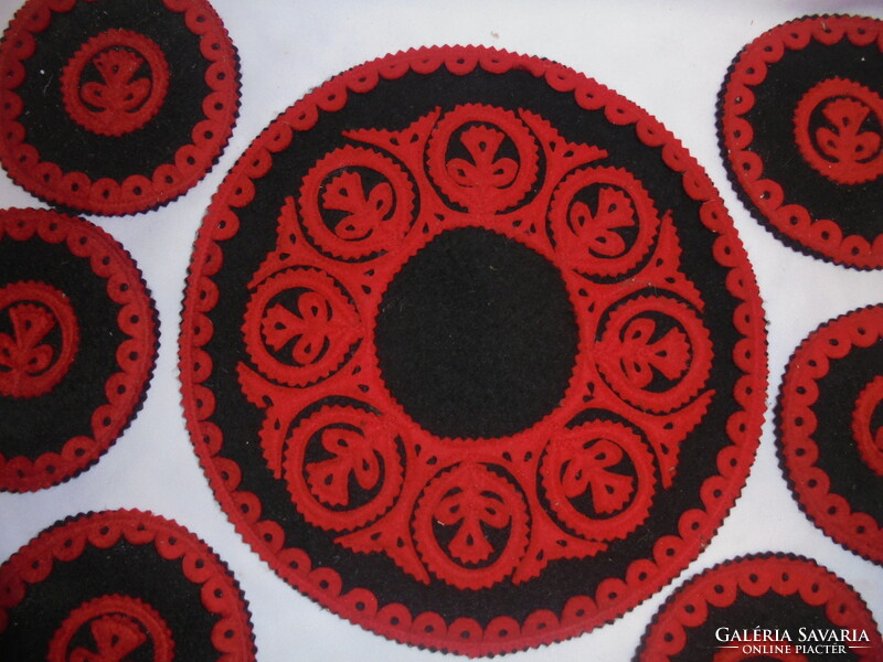 Felt cup, drink coaster set - folk motif