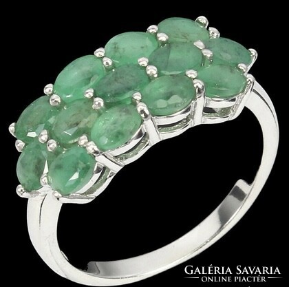 Emerald silver ring