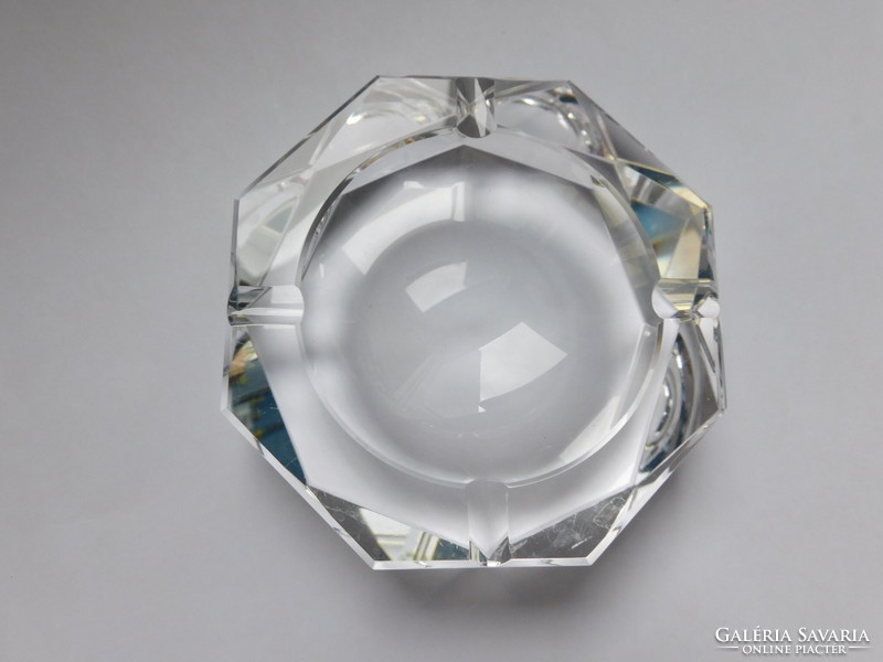 Flat polished glass ashtray