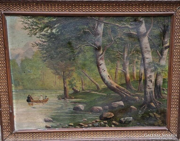 Antique painting: romantic scene