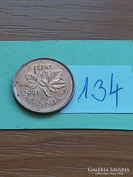 Canada 1 cent 2001 ii. Queen Elizabeth, zinc with copper coating 134