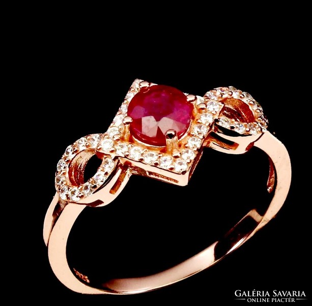 Real modern style ruby rose gold ring size 7 ¹