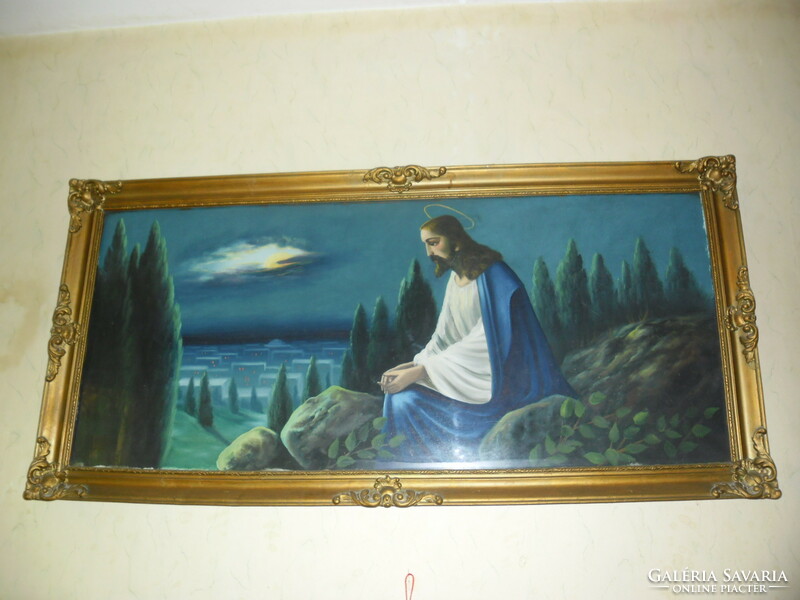 Jesus on the Mount of Olives - large oil painting on canvas, with frame 62x130