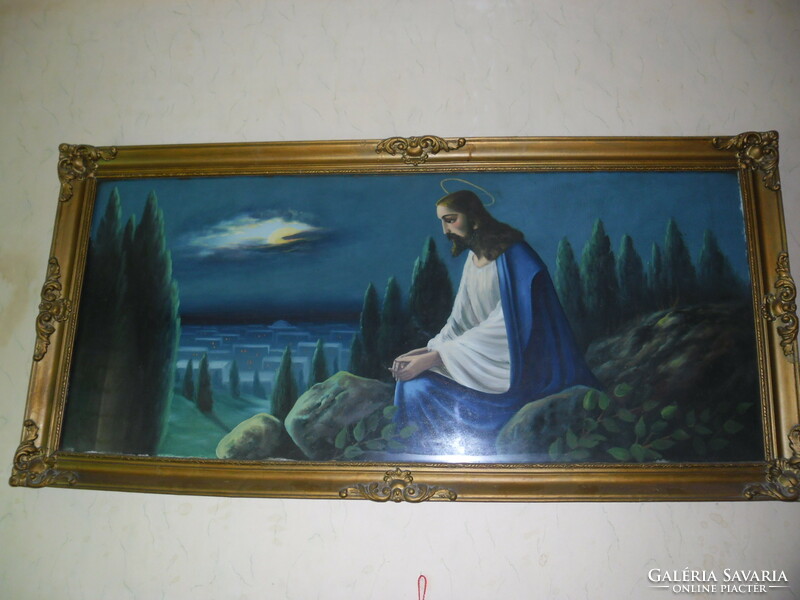 Jesus on the Mount of Olives - large oil painting on canvas, with frame 62x130