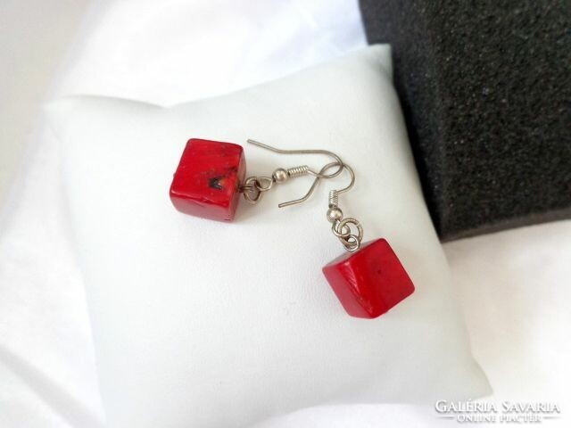 Coral cube earrings