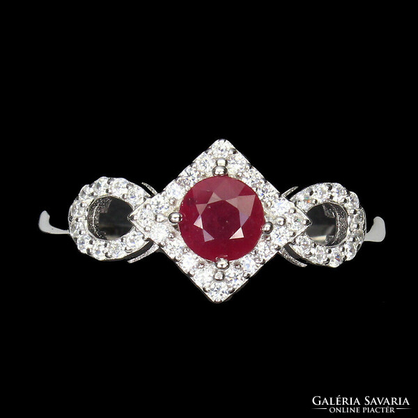 Real modern style ruby silver ring size 7 ¹
