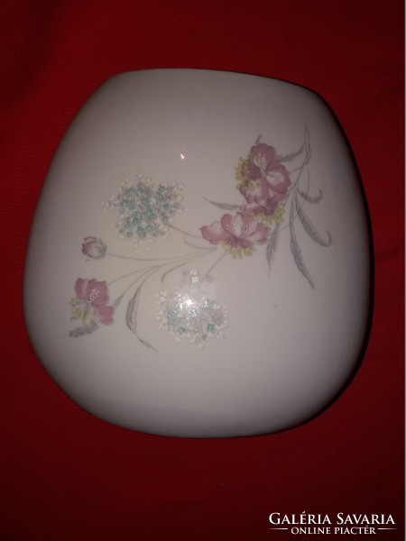 Nagyon szép Art noveau ovális virágos jelzett porcelán váza 22 x 20 x 5 cm a képek szerinti állapot