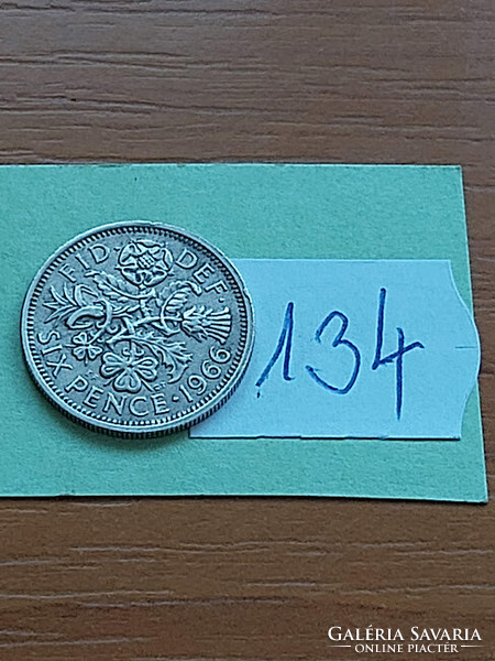 English England 6 pence 1966 ii. Queen Elizabeth, copper-nickel 134