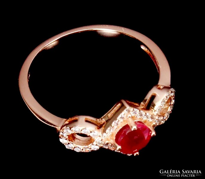 Valódi modern stílusú rubin  rose gold gyűrű 7es meret ¹