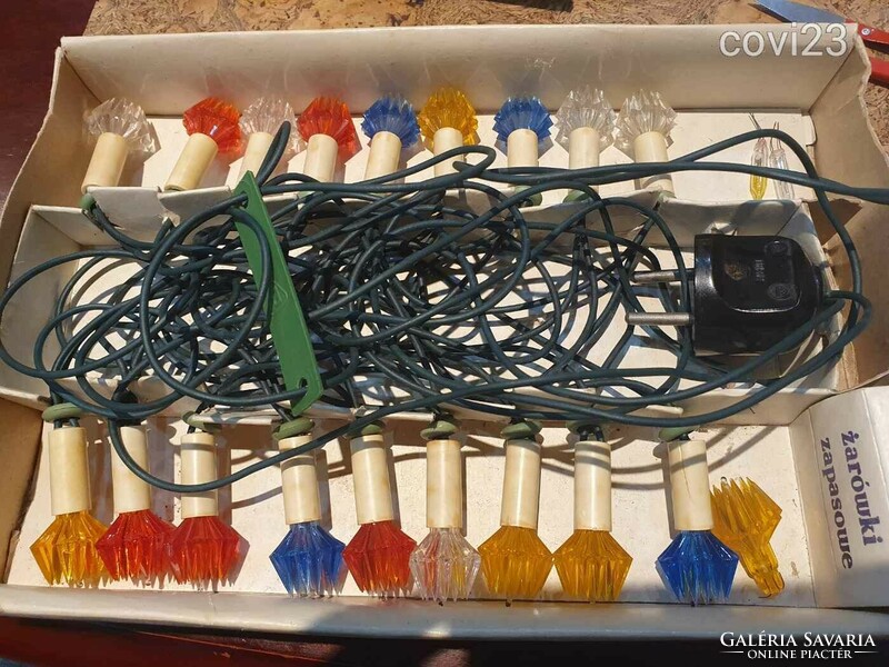 Retro Christmas string of lights string string of lights from 1986 with spare shade, bulbs Czechoslovakia #23