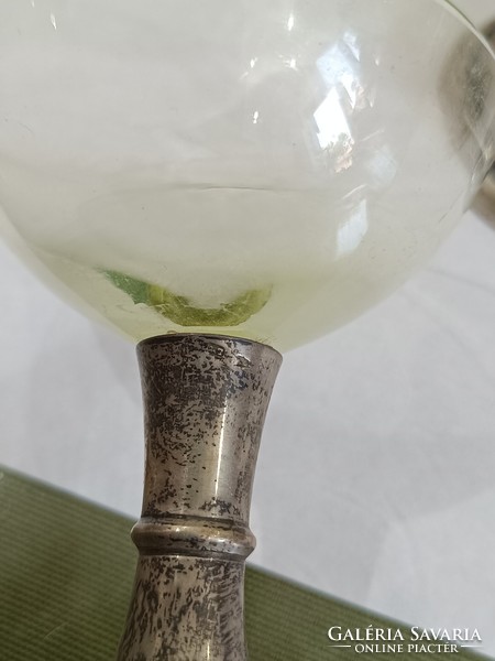 Glass cup with silver base