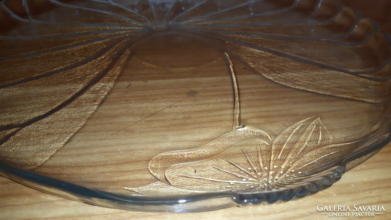 Flower-patterned transparent cake glass serving tray