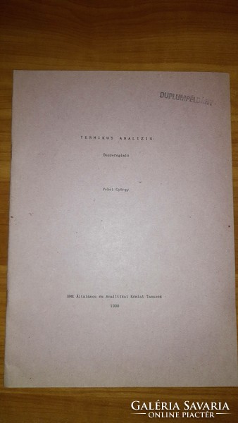 BME kiadvány - Általános és Analitikai Kémiai Tanszék Termikus analízis 1990