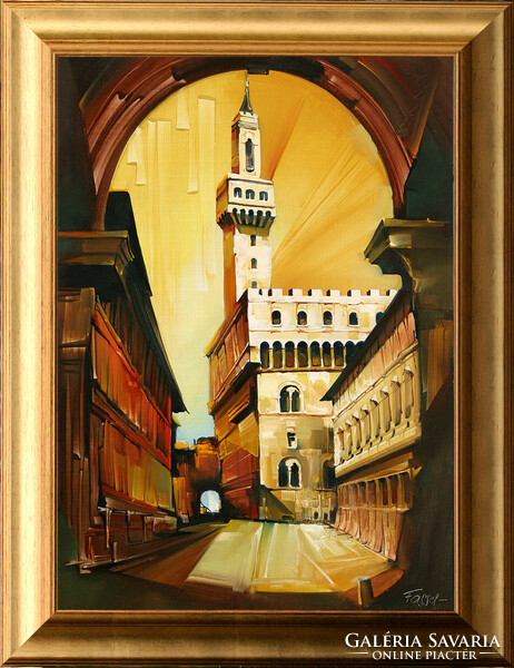 Fassel-L'ousa Ferenc: Reminiscence of Siena - with frame 84x64 cm - artwork 70x50 cm - ck23/411