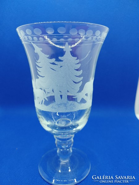 Christmas acid-etched stemmed glass