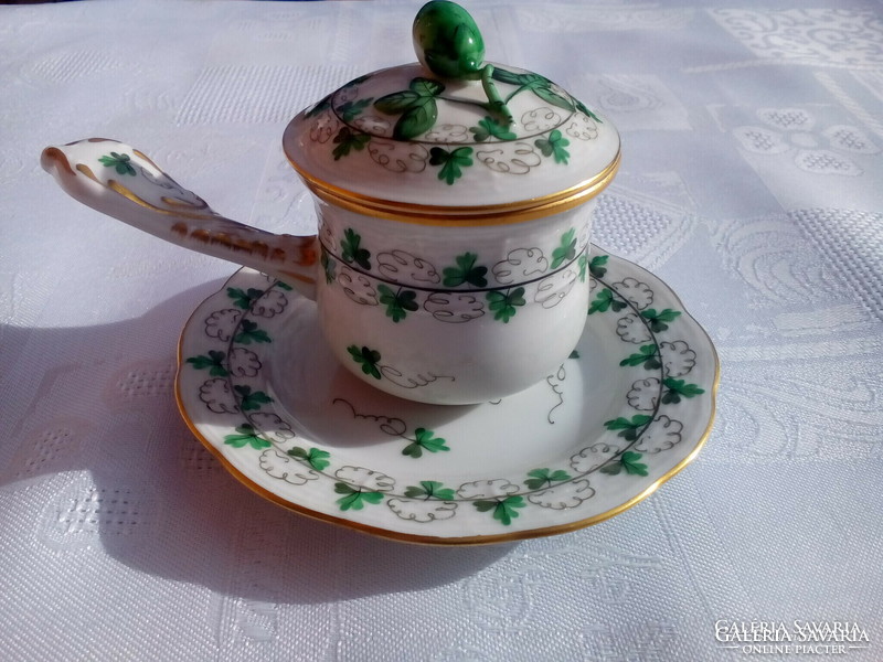 Old Herend cocoa cup with lid and saucer