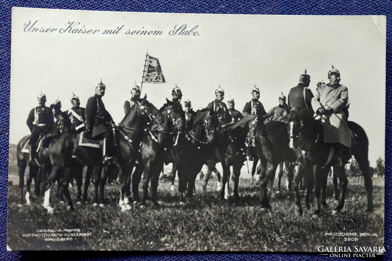 Antik képeslap - Ferenc József lovas előljárók társaságában / Eredeti cs. Udvari fotó/Königsberg