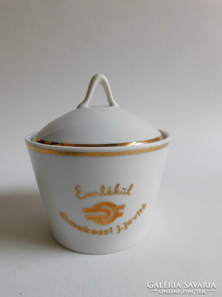 Hollóháza sugar bowl with mauve logo