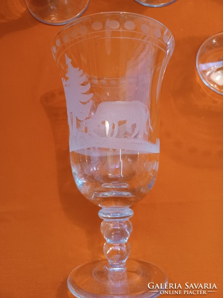 Christmas acid-etched stemmed glass