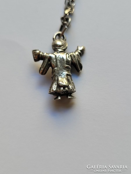Antique solid silver preacher, priest figure pendant with chain!